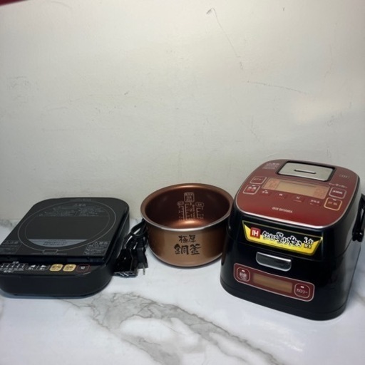 ☆値下げ☆ロ2405-807 アイリスオーヤマ IHジャー炊飯器 KRC-ID30-R 0.54L 3合 2017年製 通電確認済み 汚れあり 中古