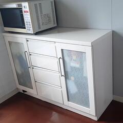 キッチンキャビネット  キッチンカウンター 鏡面仕上げ ホワイト...