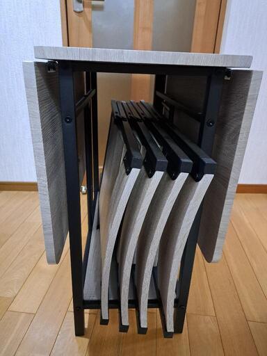 ダイニングテーブル 椅子４脚 セット 折り畳み コンパクト 収納