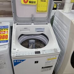 J4818 ★6か月保障付★　SHARP　シャープ　8.0kg洗濯機　ES-PX8E-W　2021年製 ヒーター乾燥(排気タイプ)　動作確認、クリーニング済み　【リユースのサカイ柏店】