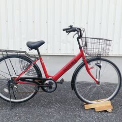 店内でも中古自転車多数販売中!　見に来てください　シティサイクル　26インチ　オートライト　外装6段変速　レッド　車体良好!　売れてます!　早い者勝ち!　状態は全体的に良好な状態と思います!　m10