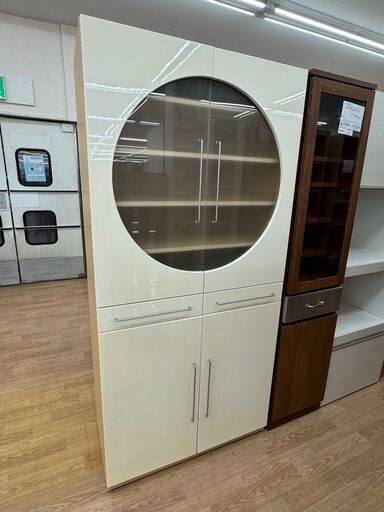★ジモティ割あり★  食器棚 アイボリー H180×W86×D43 クリーニング済み KJ5165
