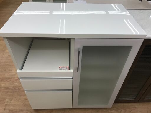 ★ジモティ割あり★  レンジ台 ホワイト H101×W88×D52 クリーニング済み KJ5166