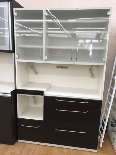 ★ジモティ割あり★  食器棚 ダークブラウン H188×W118×D45 クリーニング済み KJ5168