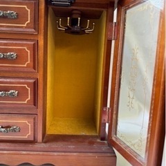 オルゴール付き　小物ケース　木製　　中古品の画像