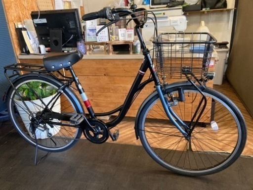 【前輪タイヤ・前輪チューブ】 LEDダイナモ　6段変速　26インチ自転車　ブラック