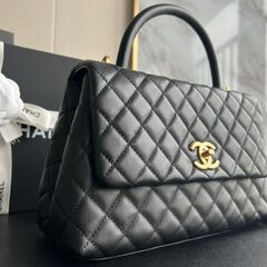 CHANEL ココハンドル マトラッセ　ソーブラック　キャビアスキンの画像
