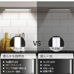 キッチンライト 新品未使用 LEDシンクライトタイプ の動きセンサーのキャビネット ライト 30cm 昼光色 30cm 35-LED充電式ライト 階段ライト キャビネットライト 120° 3M誘導距離 屋内 キッチン用 屋内 寝室 廊下 階段 省エネ 高感度 高輝度 寝室 玄関 長寿命の画像