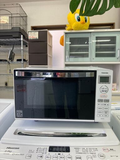 【リサイクルショップ　ピカソ　小松原】 東芝 TOSHIBA 縦開き 17L フラット庫内 単機能レンジ ホワイト 2019年製 ER-SS17A★9725★