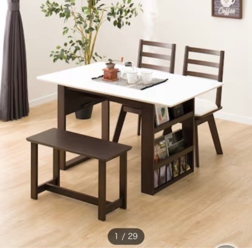 ★美品★ 伸縮式ダイニングテーブル4点セット