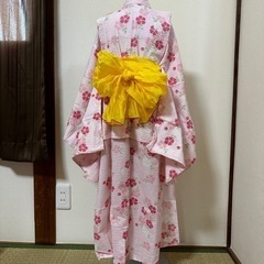 【新品未使用】こども 浴衣120 130 ピンク 花 いちご　の画像