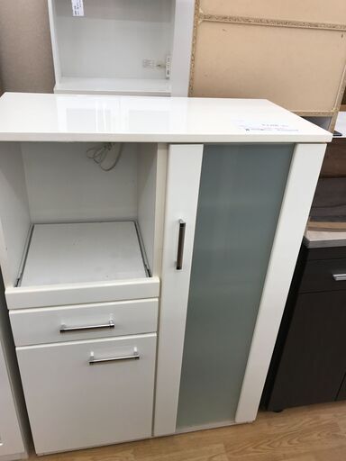 ★ジモティ割あり★  レンジ台 ホワイト H115×W80×D43 クリーニング済み KJ5182