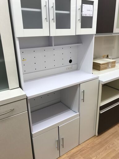 ★ジモティ割あり★  食器棚 ホワイト H180×W90×D41 クリーニング済み KJ5185