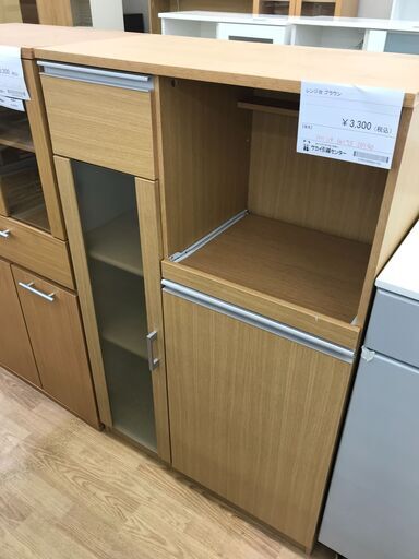 ★ジモティ割あり★  レンジ台 ブラウン H119×W75×D40 クリーニング済み KJ5187