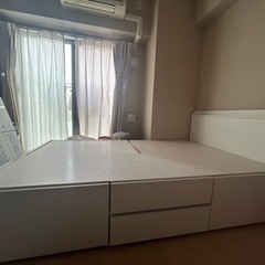 セミダブルベッド 収納・コンセント付き ホワイト 無料の画像