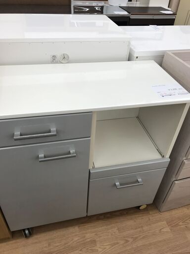 ★ジモティ割あり★  キャスター付きレンジ台 シルバー H90×W89×D42 クリーニング済み KJ5188