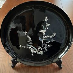 飾り皿　漆　螺細細工