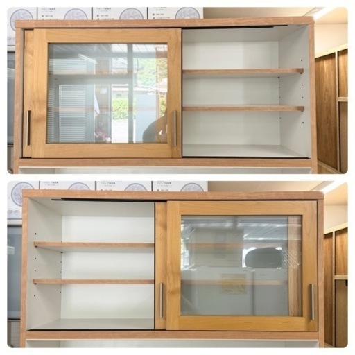 【超美品‼️】高級♪ 堀田木工所 116cm幅キッチンボード 食器棚 収納家具 アルダー材ナチュラルブラウン♪