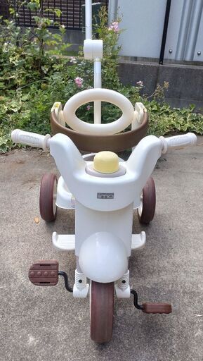 手押し棒付き 折りたたみ3輪車 iimo ジェントルホワイト