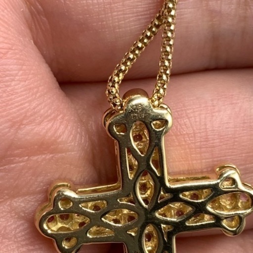 K18 サファイヤ　クロス　ネックレス　8.3g 最大46cm 1.1ct