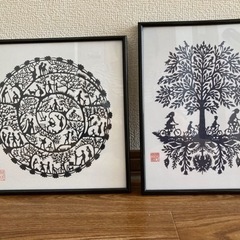 【お譲り先決定】中国　切り絵　インテリア　壁掛け　2個セット