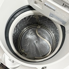 【超美品‼️】シャープ 2019年製 8.0/4.5kg縦型洗濯乾燥機 洗濯機 穴なしステンレス槽 プラズマクラスター搭載 ホワイト♪の画像