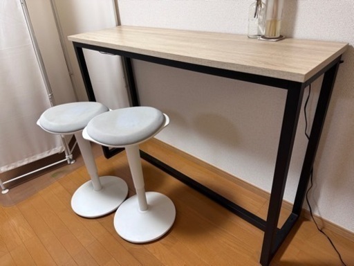 カウンターテーブル（コンセント付き） ハイタイプ ナチュラル 幅1500×奥行450×高さ1000mm 1台 ハイテーブル