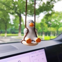 アヒル おもちゃ ルームミラー飾り 車飾り ダック ぶらんこ( ...