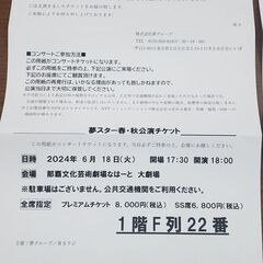 夢グループコンサート(6月18日)2枚　プレミアムチケット
