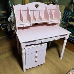 ¥0差し上げます　学習机 デスク 姫系 ピンク
