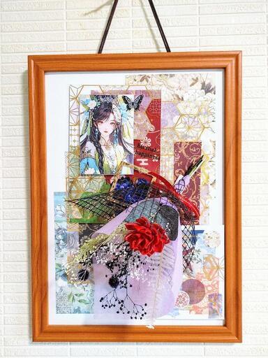 額縁コラージュに花束を添えて❀.*･ﾟ