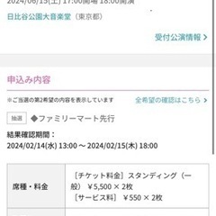 SHE'Sライブチケット　6/15