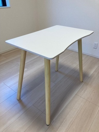 組み立て式ホワイト机 木製80cm