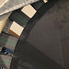 ●美品● 山善 トランポリン 102cm 安全ゴムバンド式 折りたたみ 子供 大人 静音 家庭用 【シルバー】 OTP-100の画像