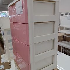 ★ジモティ割あり★  プラチェスト ピンク×ホワイト H81×D40×W55 クリーニング済み MT1353の画像