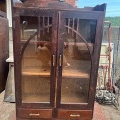 GO-31】家具 収納家具 キャビネット ガラス戸棚 昭和レトロ アンティーク