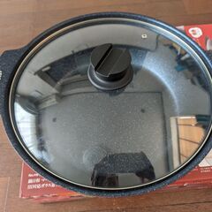鍋日和 マーブルダイヤモンド加工IH対応ガラス蓋付卓上鍋３０cmの画像