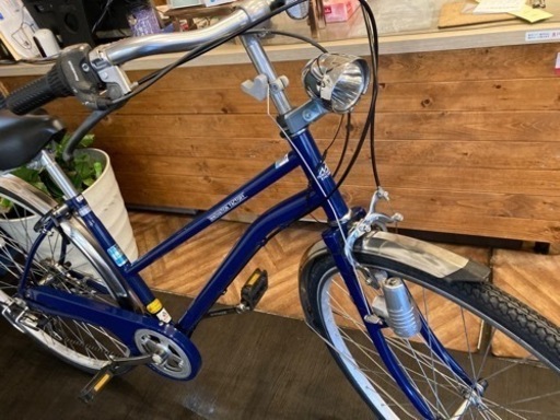 【前後タイヤ・チューブ新品！】 LEDダイナモ　6段変速　27インチ自転車　ブルー