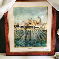 ゴッホ　サント・マリ・ド・ラ・メールの風景　複製画(額縁入り)　...