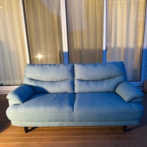 ニトリ3人がけソファ ブルー 相場約40,000円 幅170×奥行82×高さ82cm