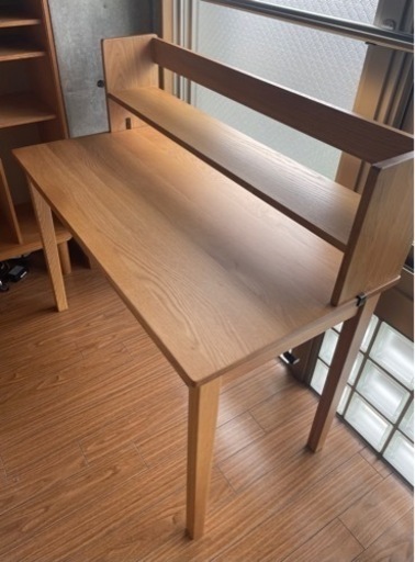 無印良品　天然木　オーク材　デスク　学習机　上置き付き 無印良品 天然木 オーク材 デスク 学習机 上置き付き グランフロント