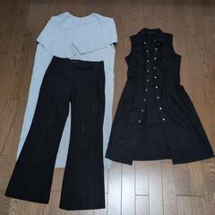 Mila Owen麻ワンピ、SISLEY黒ワンピ、Theory黒パンツ