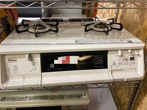 ☆中古￥13,800！Paloma　2口ガスコンロ　家電　2021年製　PA-370WHA-R型　2021年製　都市ガス用　【BE157】