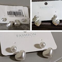 パール調ピアス3点セット（新品）の画像