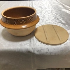 横川駅おぎのや釜飯容器　益子焼　素焼き陶器　蓋つき