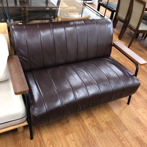 ２人掛けソファー手すりキズヨゴレ有りダークブラウン【取りに来れる方限定】