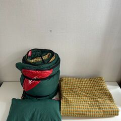 【別保】コールマン スリーピングバッグ キャンプ用品 寝袋 枕 敷マット付 中古美品の画像