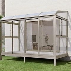 　愛媛県　外構　お洒落　サンルーム　ガーデンルーム　LIXILサニージュ　施工費、税込み　リフォーム　新築の画像