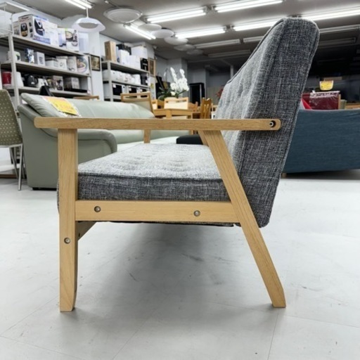 【超美品‼️】北欧風♪ 156cm幅3人掛けソファ 木製フレーム 布張りグレー♪ 超美品‼️】北欧風♪ 156cm幅3人掛けソファ 木製フレーム 布張りグレー♪