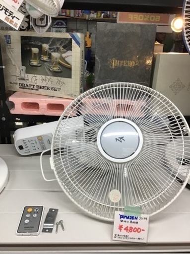 YAMAZEN 壁掛け扇風機　2019年製　中古品